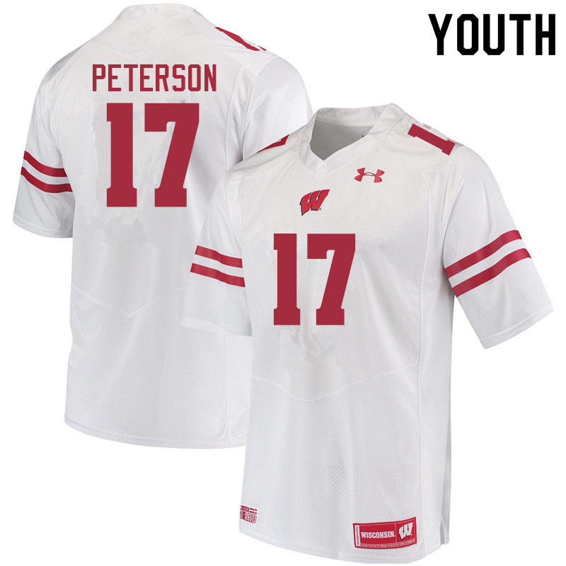 Wisconsin Badgers Youth #17 Darryl Peterson NCAA Under Armour Authentic White College Stitched Football Jersey LX40P86BW